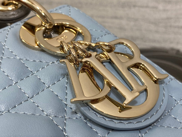 Lady Bag 17cm Celeste Blue Grey Lambksin