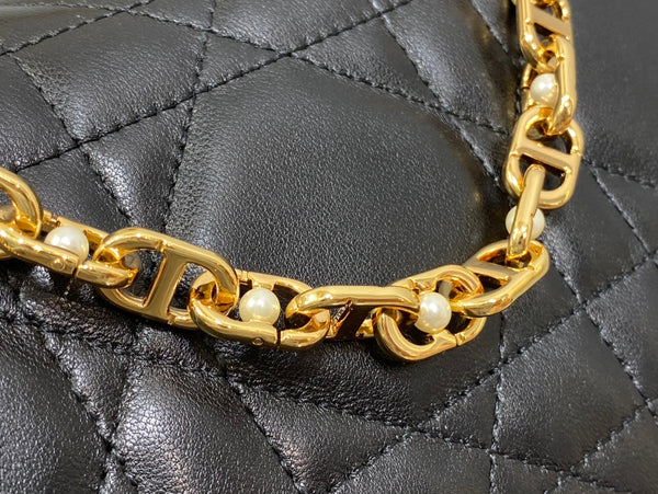 CD Macrocannage Ange Shoulder Bag 20 Black Calfskin