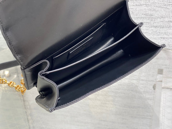 CD Macrocannage Ange Shoulder Bag 20 Black Calfskin