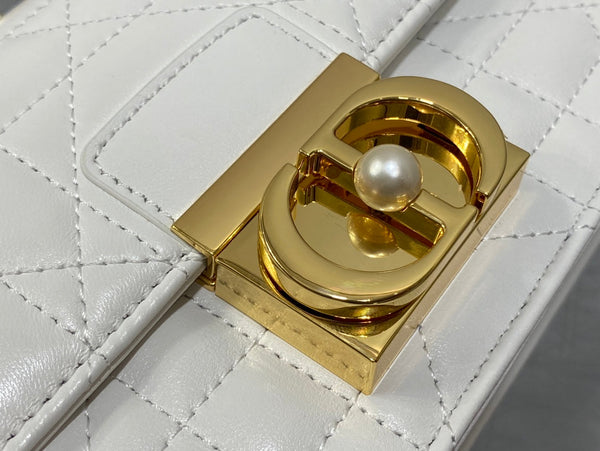 BORSA MINI 20 ANGE IN PELLE DI AGNELLO MACROCANNAGE BIANCA