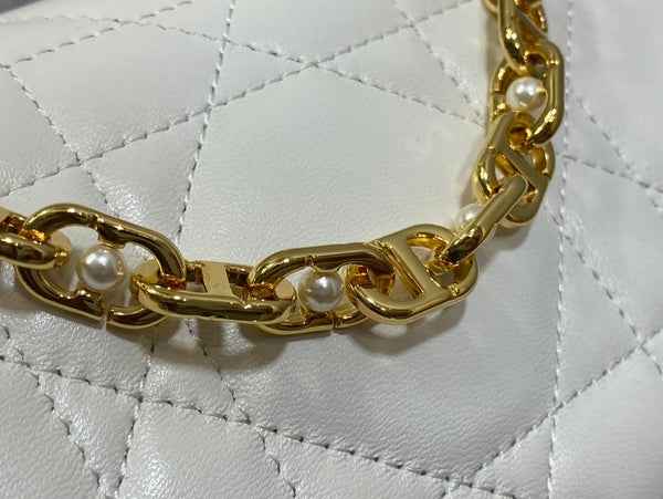 BORSA MINI 20 ANGE IN PELLE DI AGNELLO MACROCANNAGE BIANCA