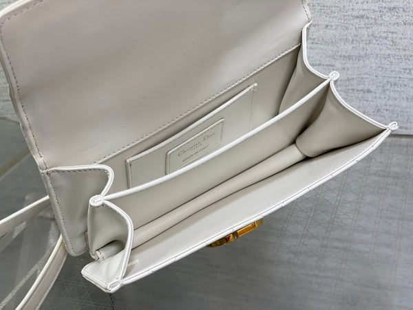 BORSA MINI 20 ANGE IN PELLE DI AGNELLO MACROCANNAGE BIANCA