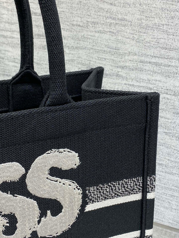 BORSA MEDIA PER LIBRI 36 IN TELA NERA E BIANCA 226507