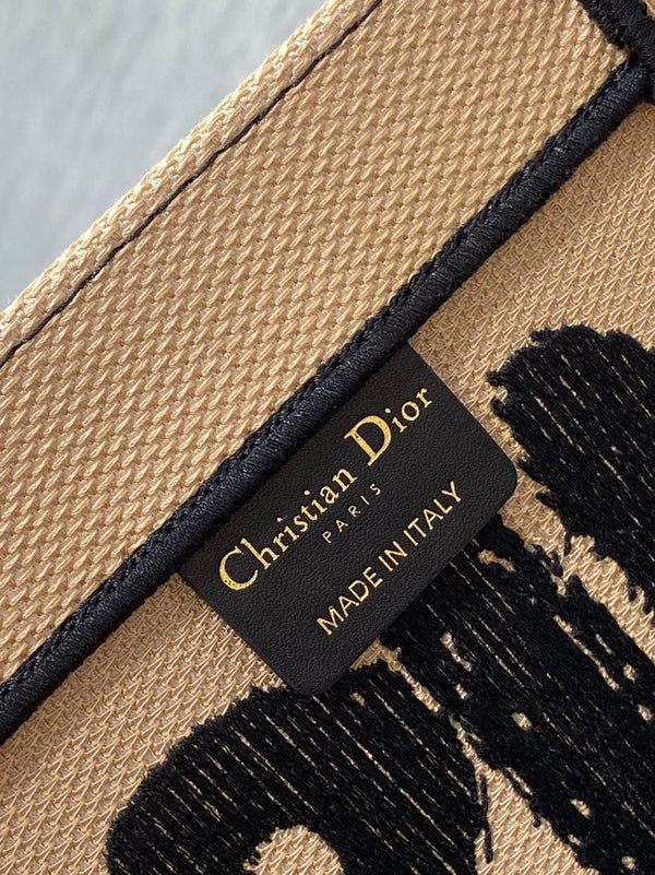 BORSA PORTA LIBRI 36 BEIGE E NERO MISS DIOR GRAFFITI RICAMO