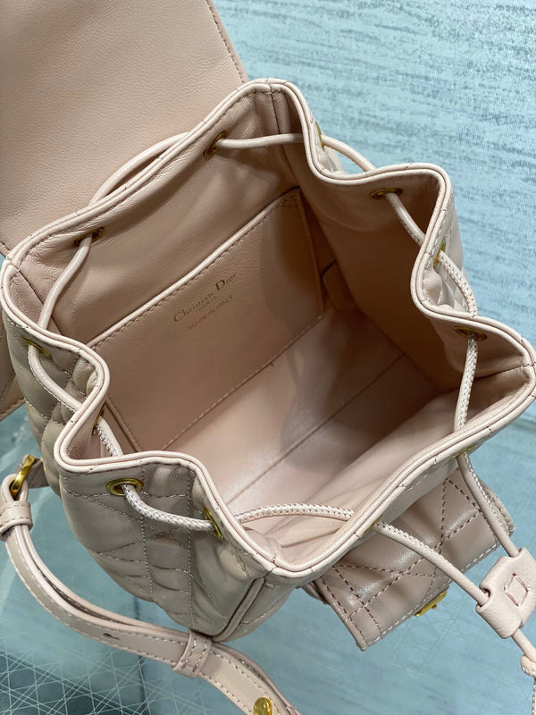 PICCOLO ZAINO 20 CARO IN PELLE DI AGNELLO MACROCANNAGE ROSA PESCA