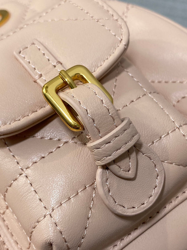 PICCOLO ZAINO 20 CARO IN PELLE DI AGNELLO MACROCANNAGE ROSA PESCA