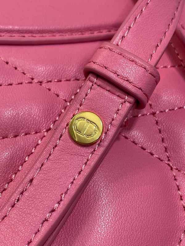 PICCOLO ZAINO 20 CARO IN PELLE DI AGNELLO MACROCANNAGE ROSA PUNCH