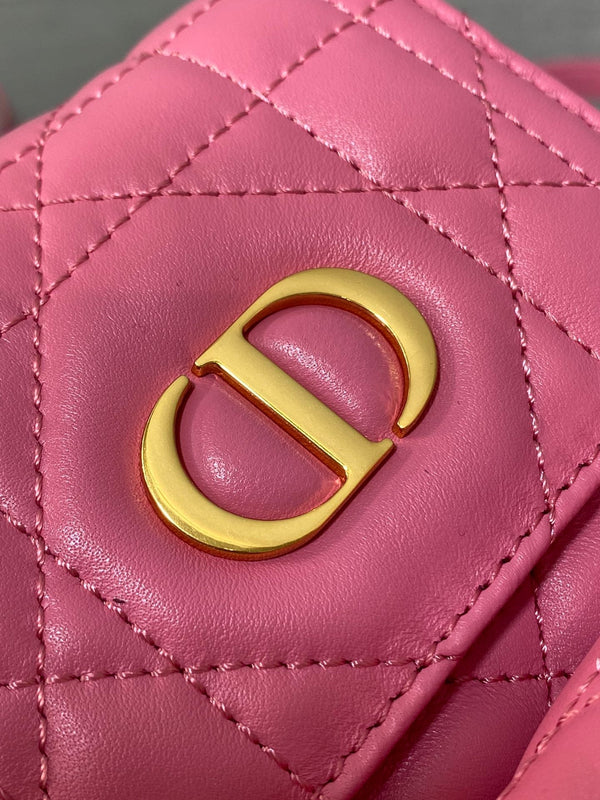 PICCOLO ZAINO 20 CARO IN PELLE DI AGNELLO MACROCANNAGE ROSA PUNCH