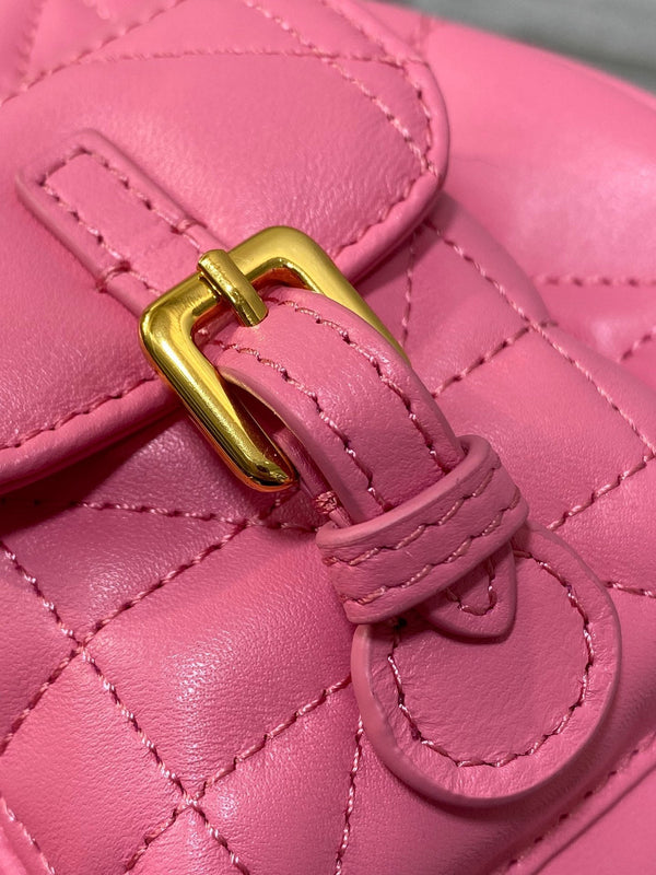 PICCOLO ZAINO 20 CARO IN PELLE DI AGNELLO MACROCANNAGE ROSA PUNCH