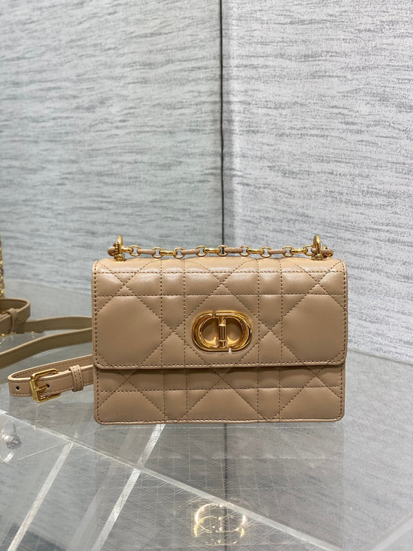 BORSA MISS CARO MINI 17 IN PELLE DI AGNELLO MACROCANNAGE BEIGE CAMMELLO