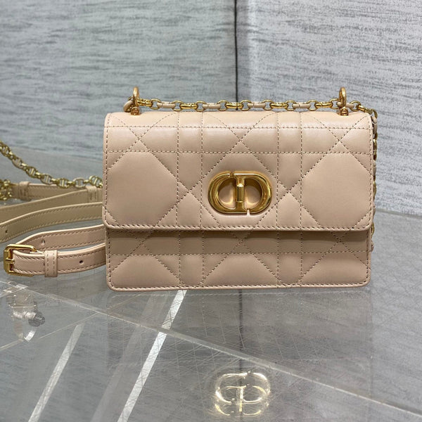 BORSA MISS CARO MINI 17 IN PELLE DI AGNELLO MACROCANNAGE BEIGE CIPRIA
