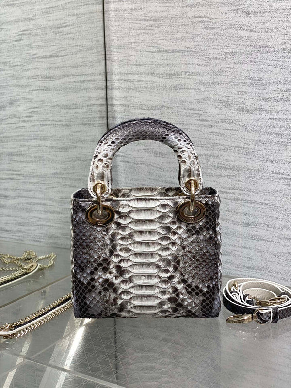 MINI 17 BORSA DA DONNA IN PELLE DI AGNELLO CON MOTIVO SERPENTE NERO E BIANCO
