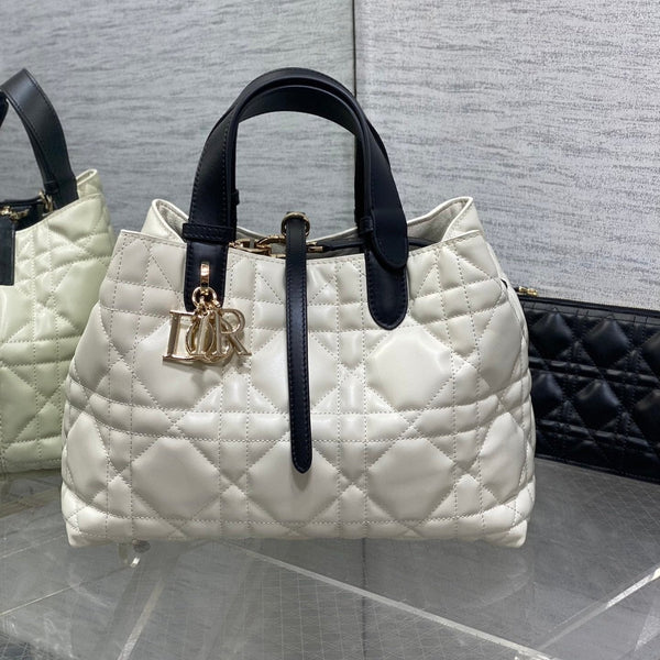 BORSA ALWAYS MINI 28 IN PELLE DI VITELLO MACROCANNAGE BIANCO MIX NERO