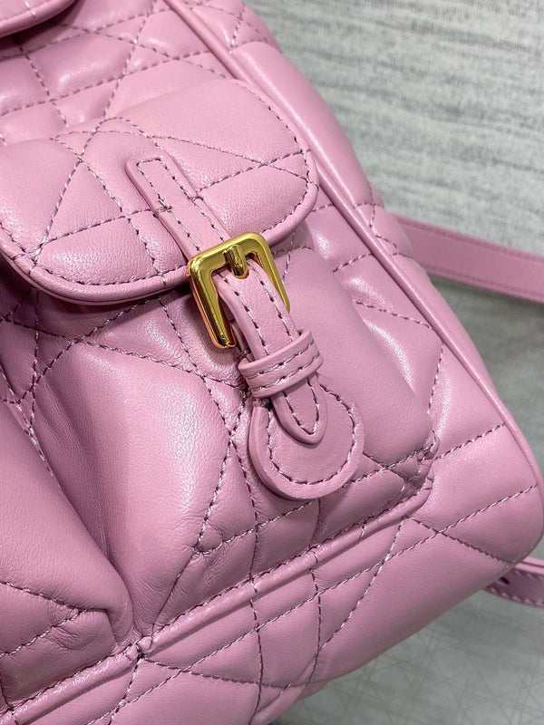 ZAINO MEDIO 25 CARO ROSA FENICOTTERO MACROCANNAGE IN PELLE DI AGNELLO