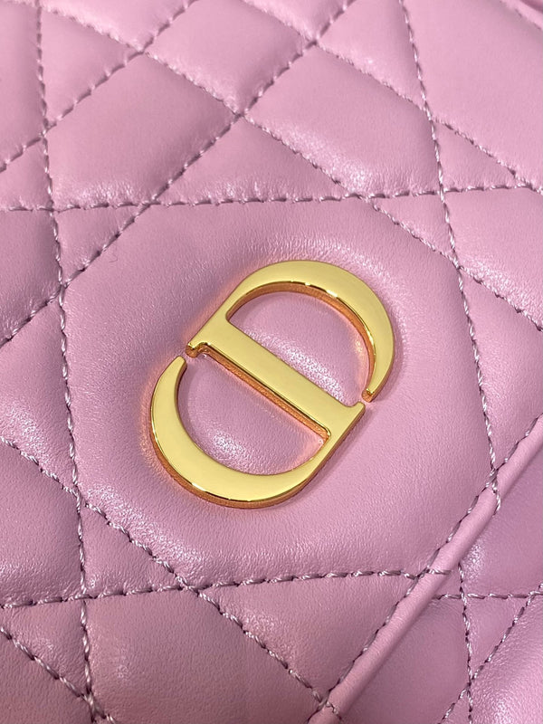 ZAINO MEDIO 25 CARO ROSA FENICOTTERO MACROCANNAGE IN PELLE DI AGNELLO