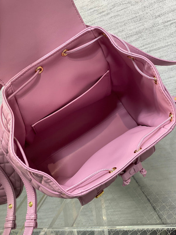 ZAINO MEDIO 25 CARO ROSA FENICOTTERO MACROCANNAGE IN PELLE DI AGNELLO