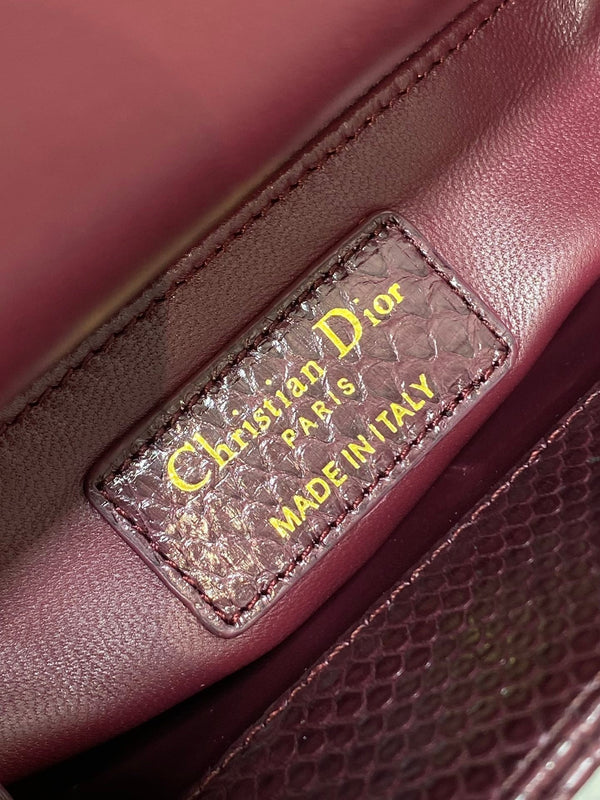 MINI 17 BORSA DA DONNA IN PELLE DI AGNELLO CON MOTIVO SERPENTE VIOLA PRUGNA