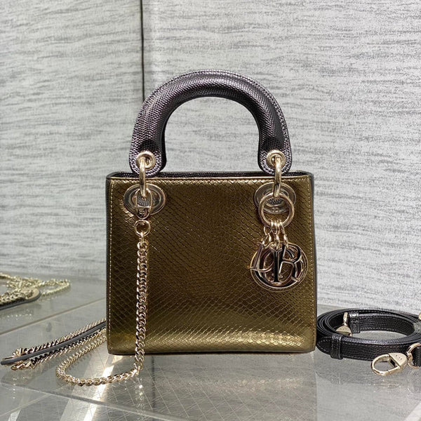 MINI 17 LADY BAG IN PELLE DI AGNELLO METALLIZZATA ORO
