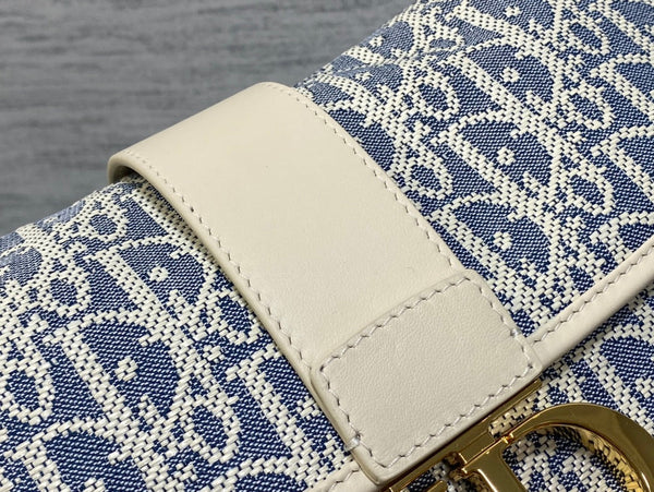 CD Montaigne classic monogram 25 blue white canvas jacquard