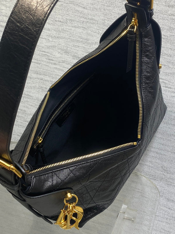 CD VOYAGE handbag 28 Black Crinkled Calfskin