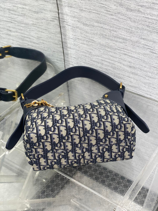Dior 2025 Sac Voyage 23cm Toile Mélange Bleu Marine Beige Cuir 270572