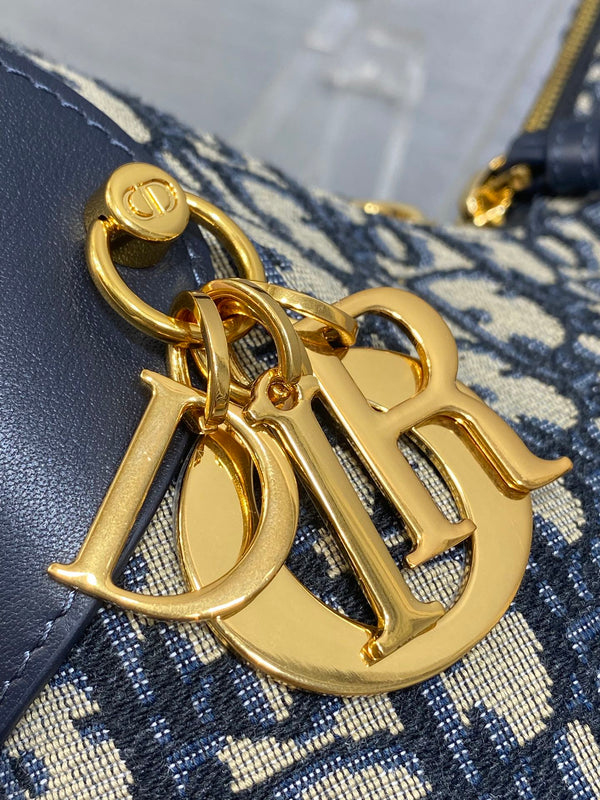 Dior 2025 Sac Voyage 23cm Toile Mélange Bleu Marine Beige Cuir 270572