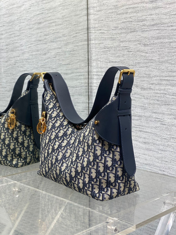 Sac Dior 2025 Voyage 28cm toile et cuir bleu marine/beige 270574