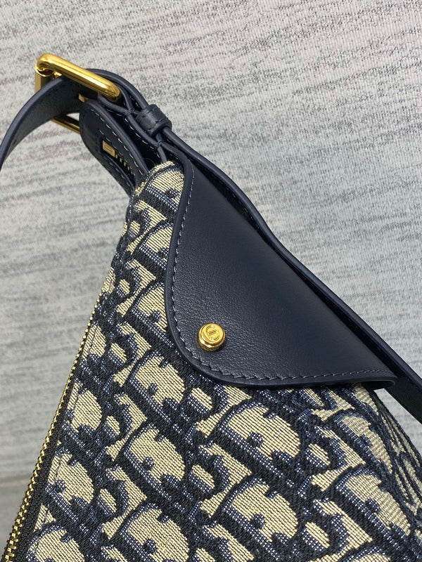 Dior 2025 Sac Voyage 34cm Toile Bleu Marine et Cuir Beige 270576