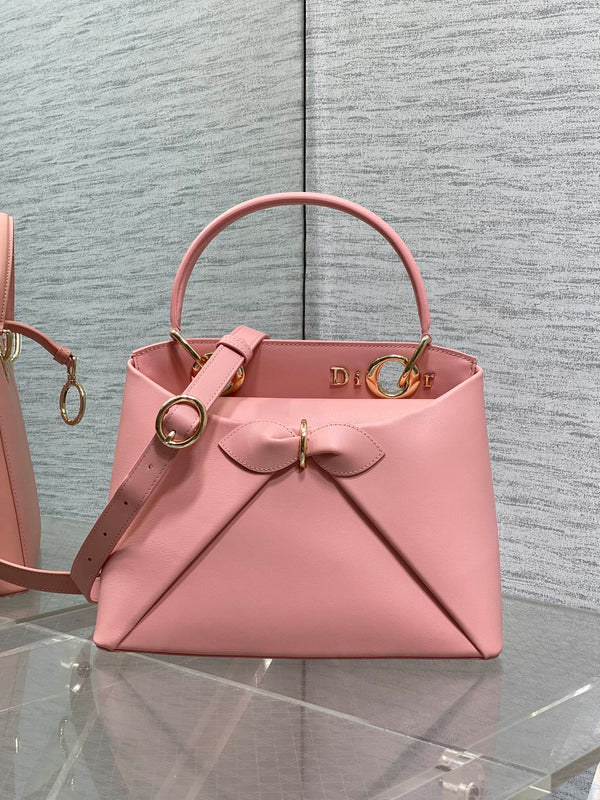 Dior 2025 Bow Bag 28cm Cuir Rose 272507