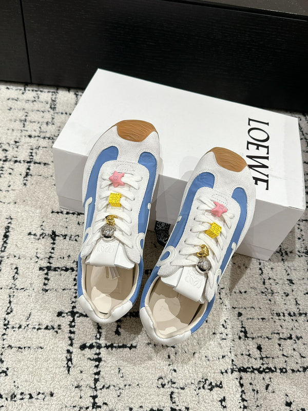 Sneaker Loewe Ballet Runner 2.0 in pelle di pecora bianca e blu