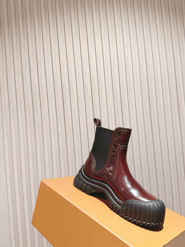 LV Ruby Ranger Ankle Boot 50mm Burgundy Patent Leather 450147