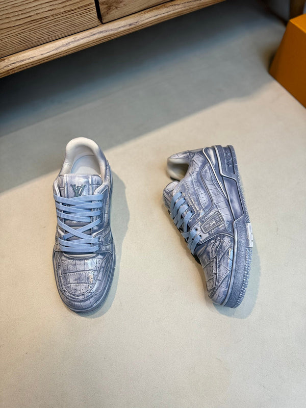LV MEN'S LUXURY DESIGNER SPORTS BLUE SNEAKERS