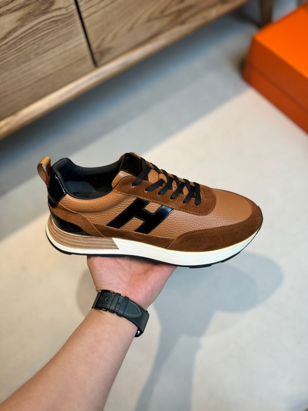 SNEAKER INTERACTIVE CON LACCI IN PELLE DI VITELLO TAWNY