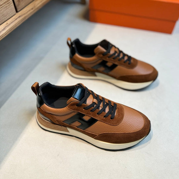SNEAKER INTERACTIVE CON LACCI IN PELLE DI VITELLO TAWNY