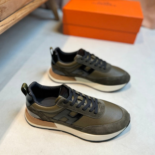 SNEAKER CON LACCI HM INTERACTIVE IN PELLE DI VITELLO OLIVA