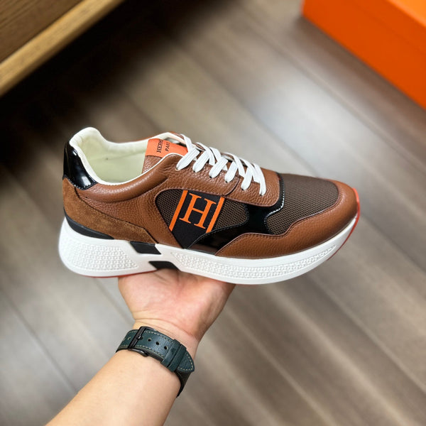 HM THICK - SOLE SNEAKER BROWN MESH FABRIC