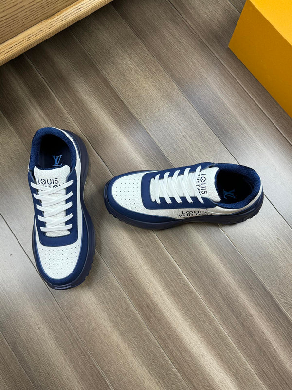 LV SPORT SNEAKER IN WHITE MIX NAVY BLUE CALFSKIN WITH LOGO