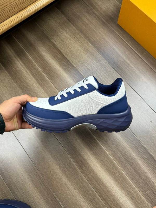 LV SPORT SNEAKER IN WHITE MIX NAVY BLUE CALFSKIN WITH LOGO