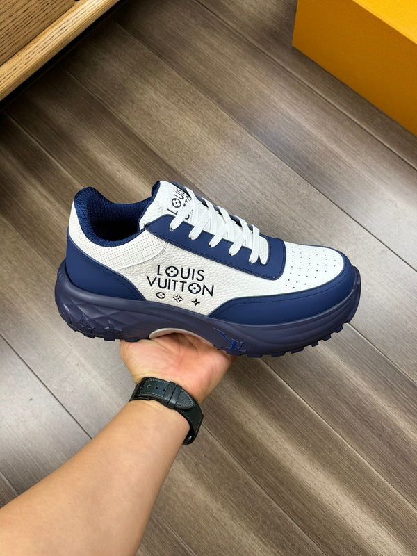 LV SPORT SNEAKER IN WHITE MIX NAVY BLUE CALFSKIN WITH LOGO