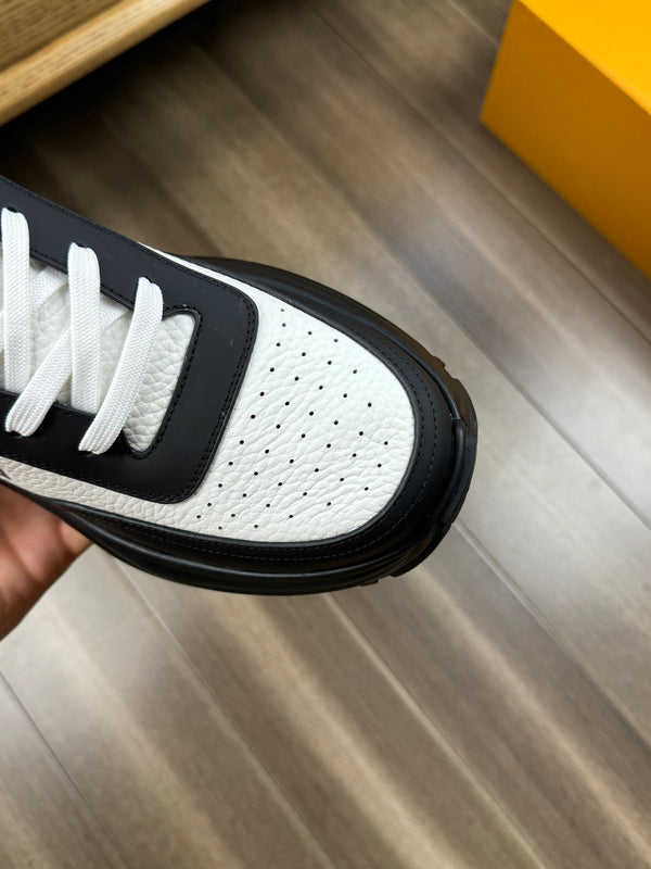 LV SPORT SNEAKER IN WHITE MIX BLACK CALFSKIN WITH LOGO