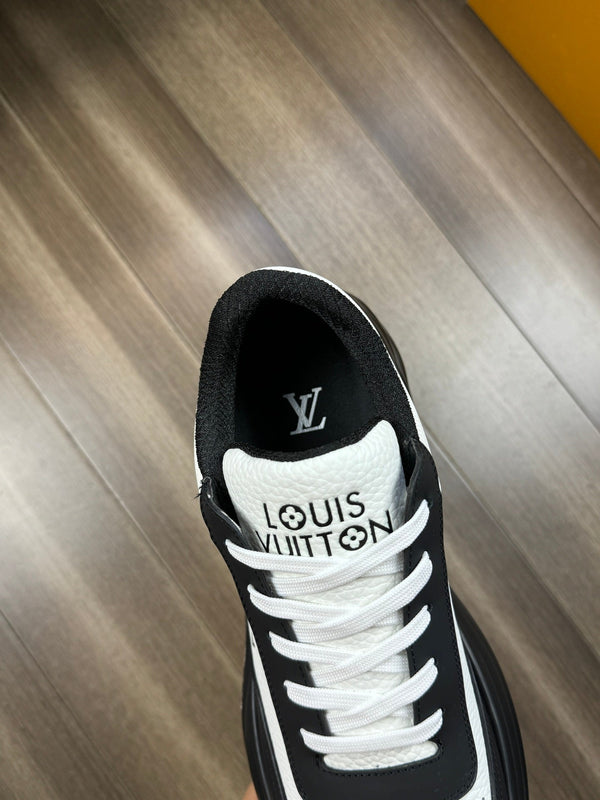 LV SPORT SNEAKER IN WHITE MIX BLACK CALFSKIN WITH LOGO