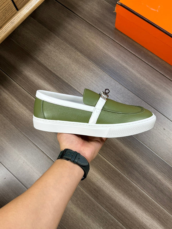 HM GAME SLIP-ON SNEAKER OLIVE CALFSKIN