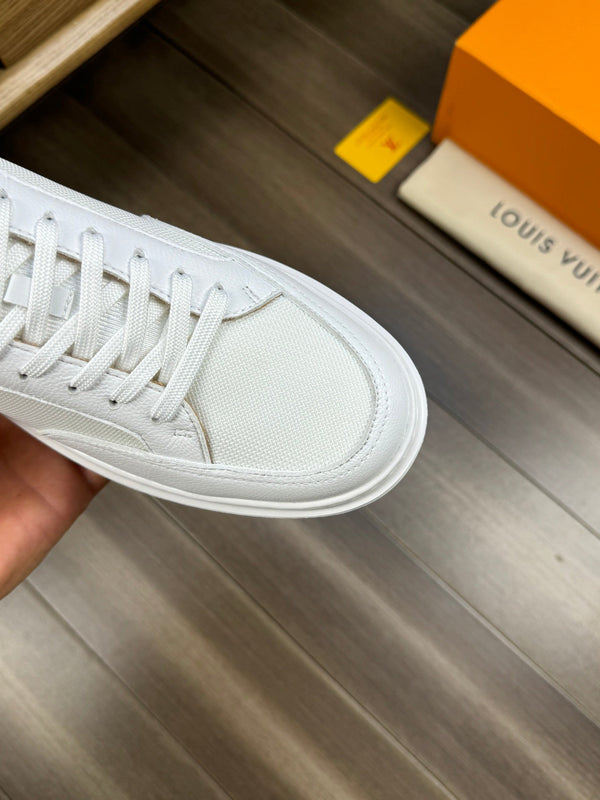 LV TRAINER SNEAKER WHITE MIX COPPER BROWN CALFSKIN AND BREATHABLE FABRIC