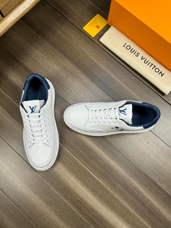 LV TRAINER SNEAKER WHITE MIX NAVY BLUE CALFSKIN AND BREATHABLE FABRIC