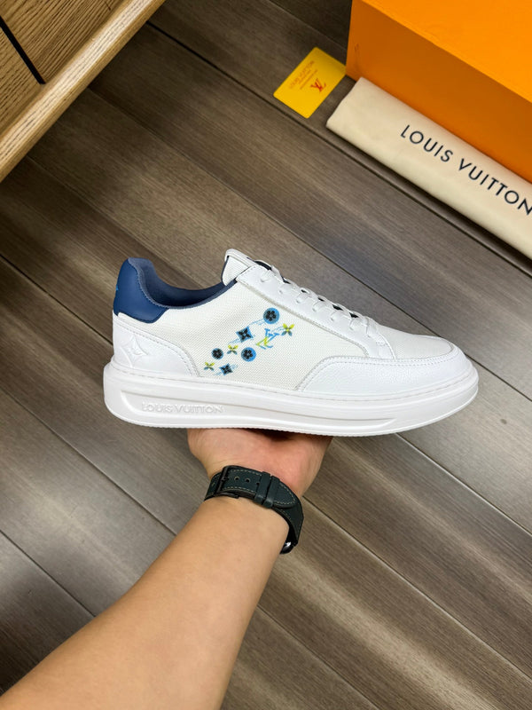 LV TRAINER SNEAKER WHITE MIX NAVY BLUE CALFSKIN AND BREATHABLE FABRIC