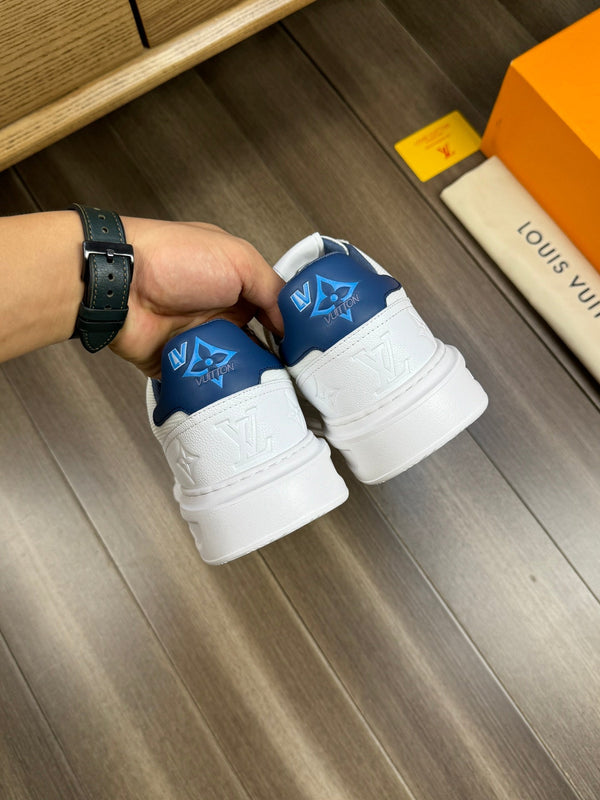 LV TRAINER SNEAKER WHITE MIX NAVY BLUE CALFSKIN AND BREATHABLE FABRIC