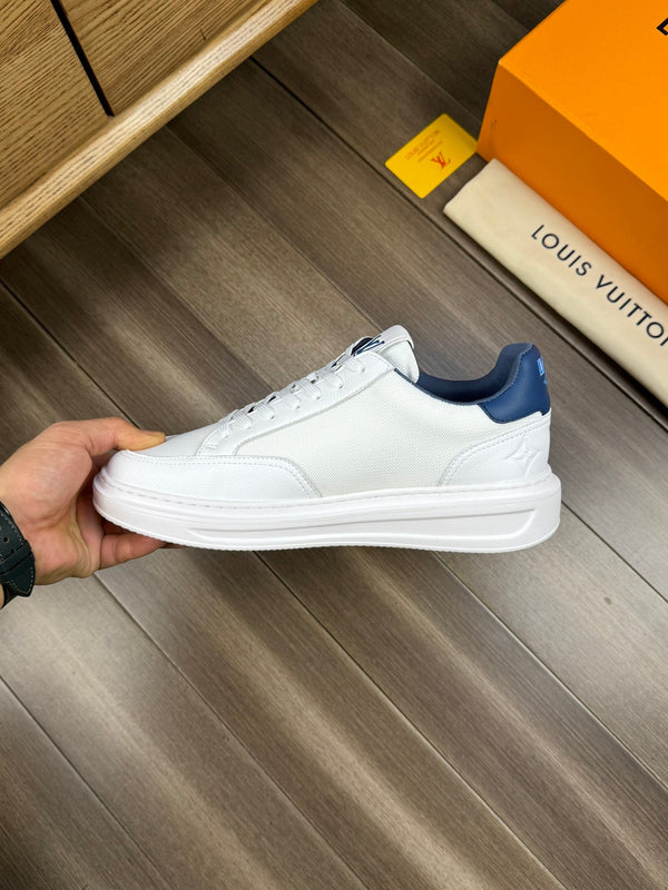LV TRAINER SNEAKER WHITE MIX NAVY BLUE CALFSKIN AND BREATHABLE FABRIC