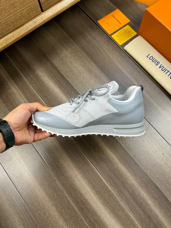 LV SNEAKERS IN GREY MESH BREATHABLE FABRIC AND CALFSKIN