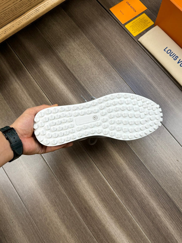 LV SNEAKERS IN GREY MESH BREATHABLE FABRIC AND CALFSKIN