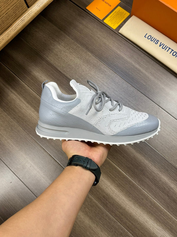 LV SNEAKERS IN GREY MESH BREATHABLE FABRIC AND CALFSKIN